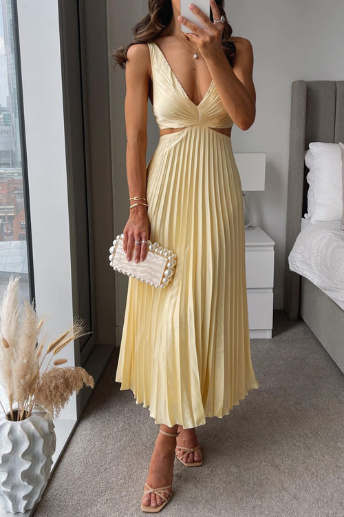 Lavinia Pleated Cut-Out Maxi Dress