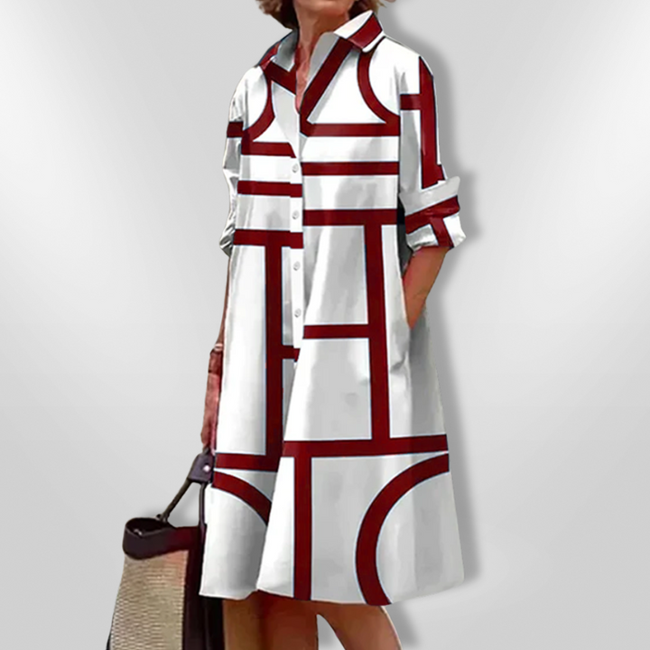 Nereida - Midi Dress with Geometric Pattern