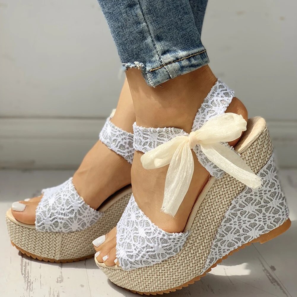 Arlene - Lace Bow Sandals