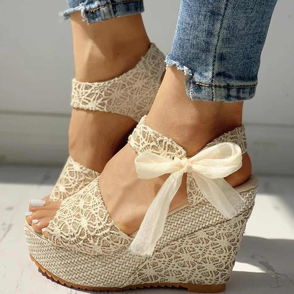 Arlene - Lace Bow Sandals