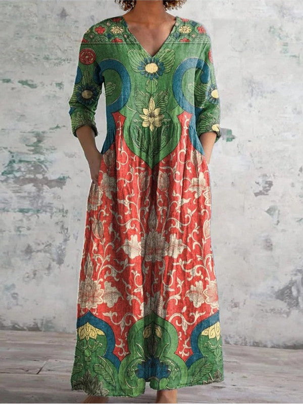 Lumina - Maxi dress with vintage floral print